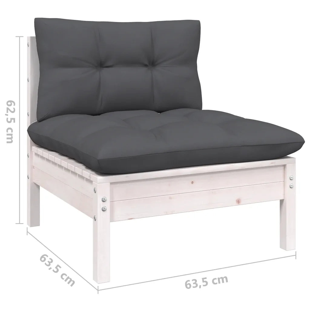 Set Divani da Giardino 13 pz con Cuscini Bianchi Legno di Pino 3097230