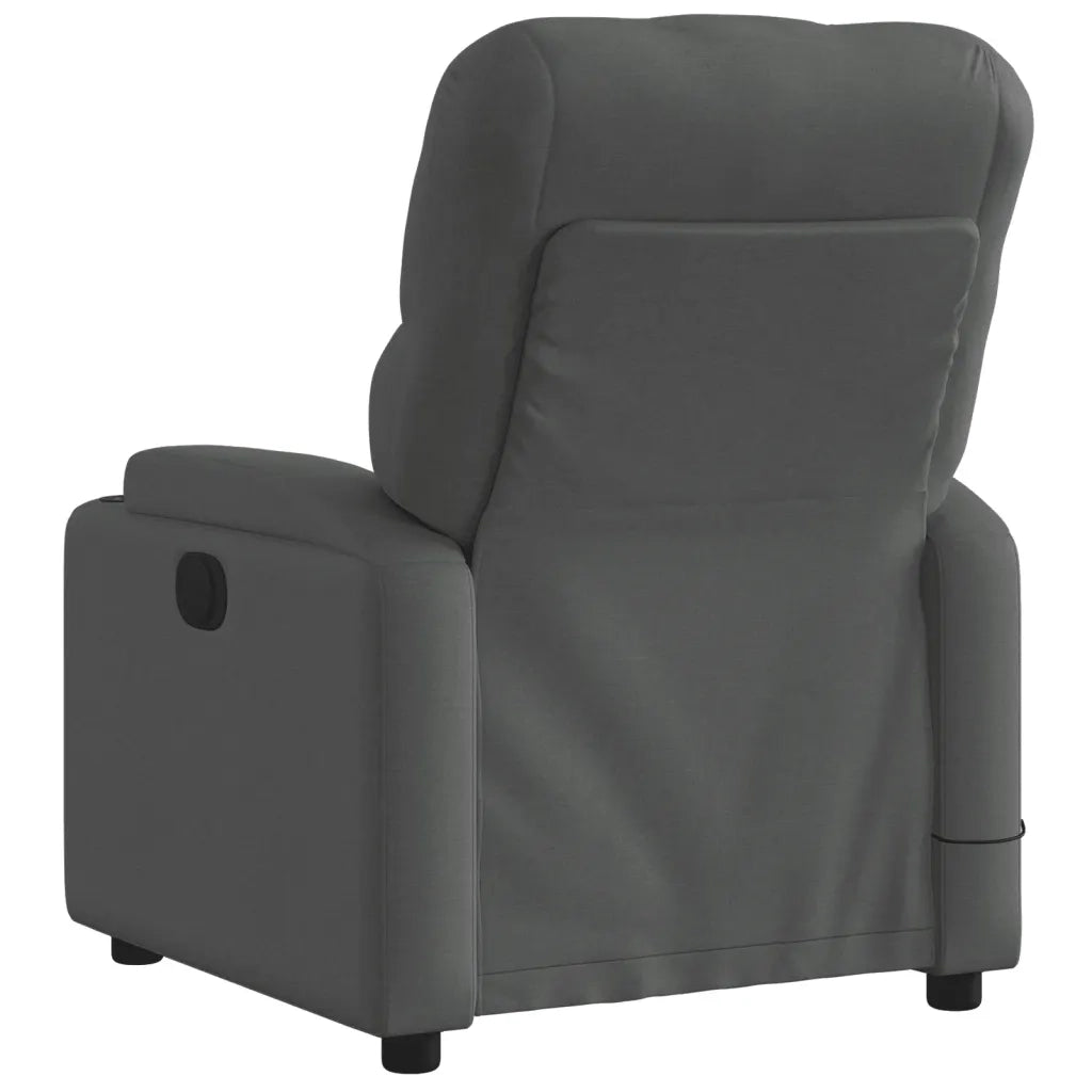 Poltrona | Sedia Relax Reclinabile Massaggio Elettrica Grigio Scuro Tessuto