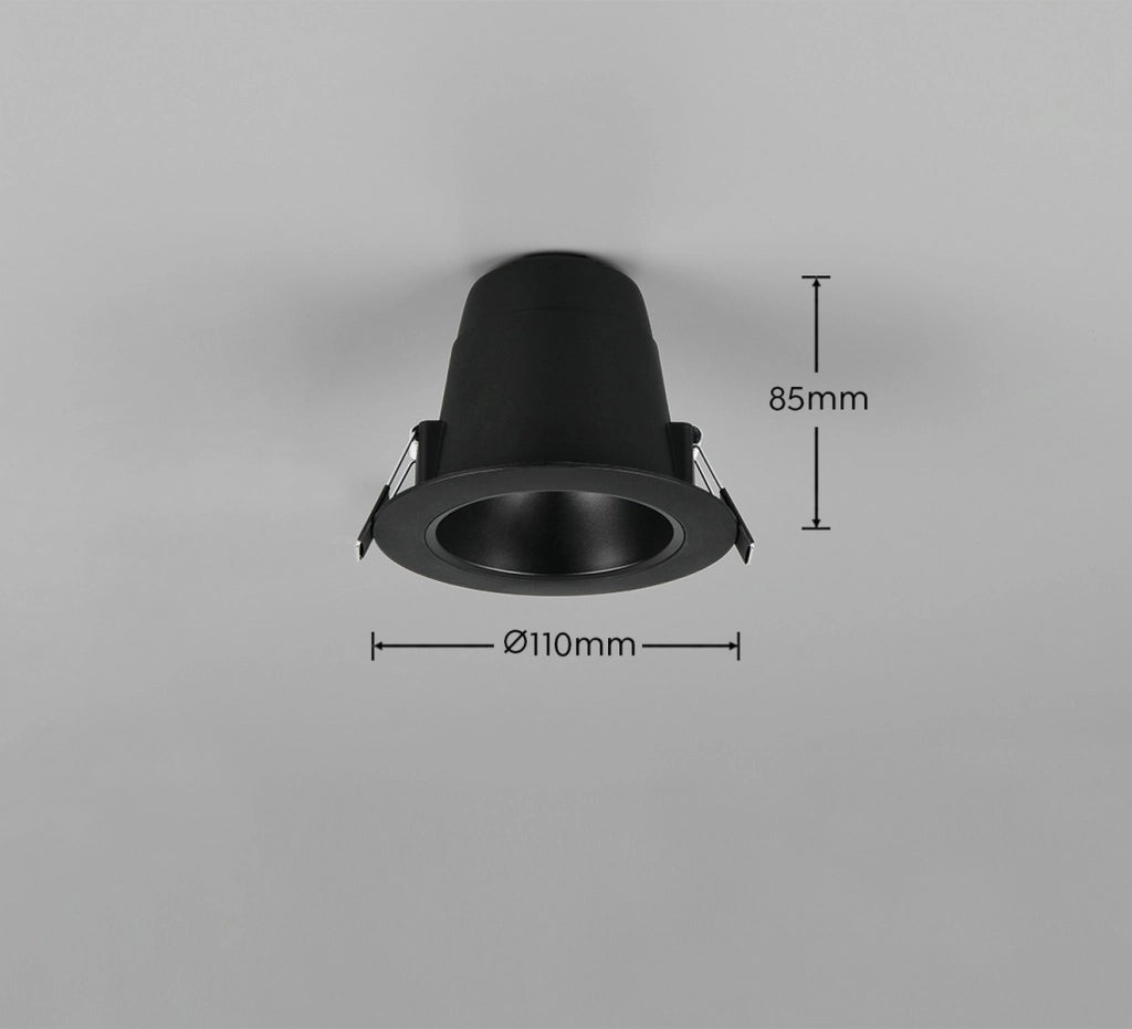 Faretto da incasso LED 6W nero rotondo IP44 Trio VIRUNGA