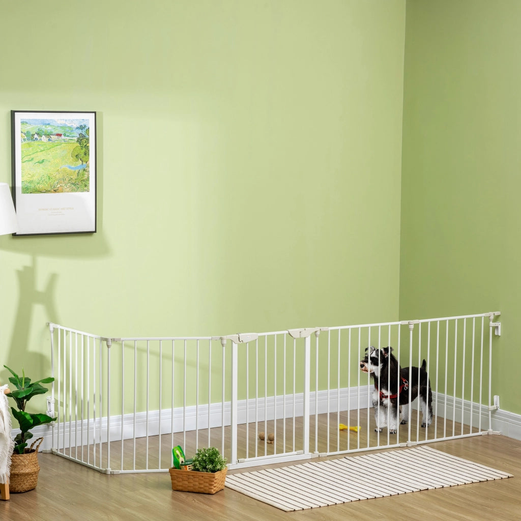 Recinto modulare per cani con porta integrata ¨C Xylo ¨C 300x74,5 cm metallo PP bianco