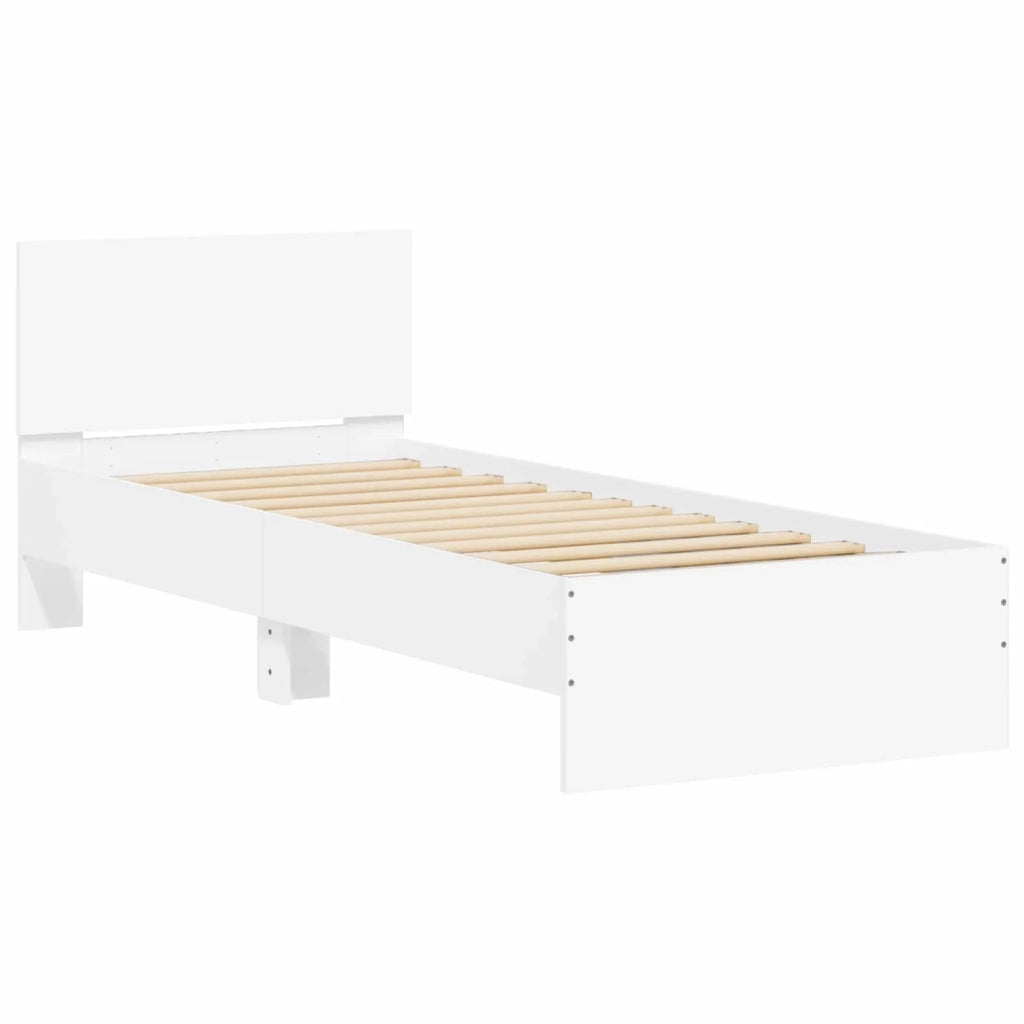 Struttura del letto con strisce LED Bianco Legno ingegnerizzato 8008988