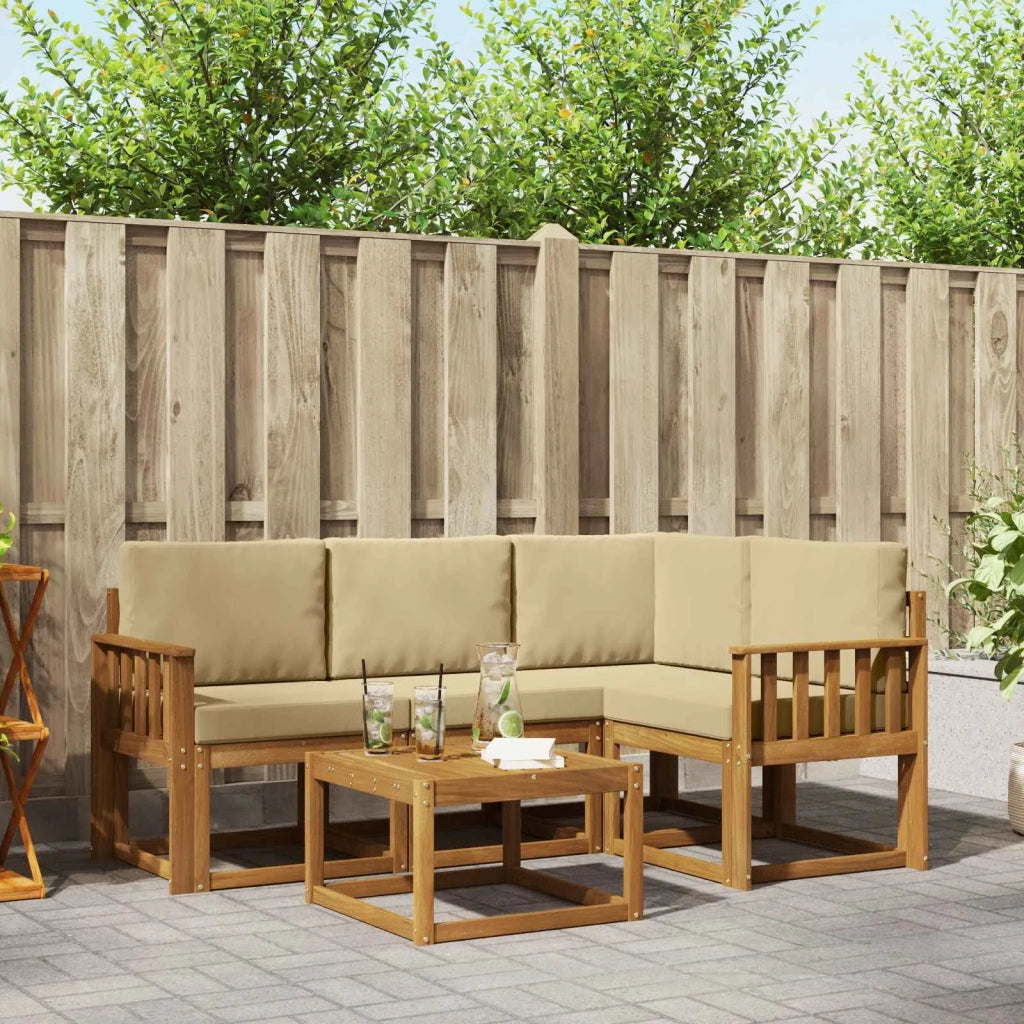 Set di divani da esterno con cuscino 5 pcs Naturale e Beige 3366356