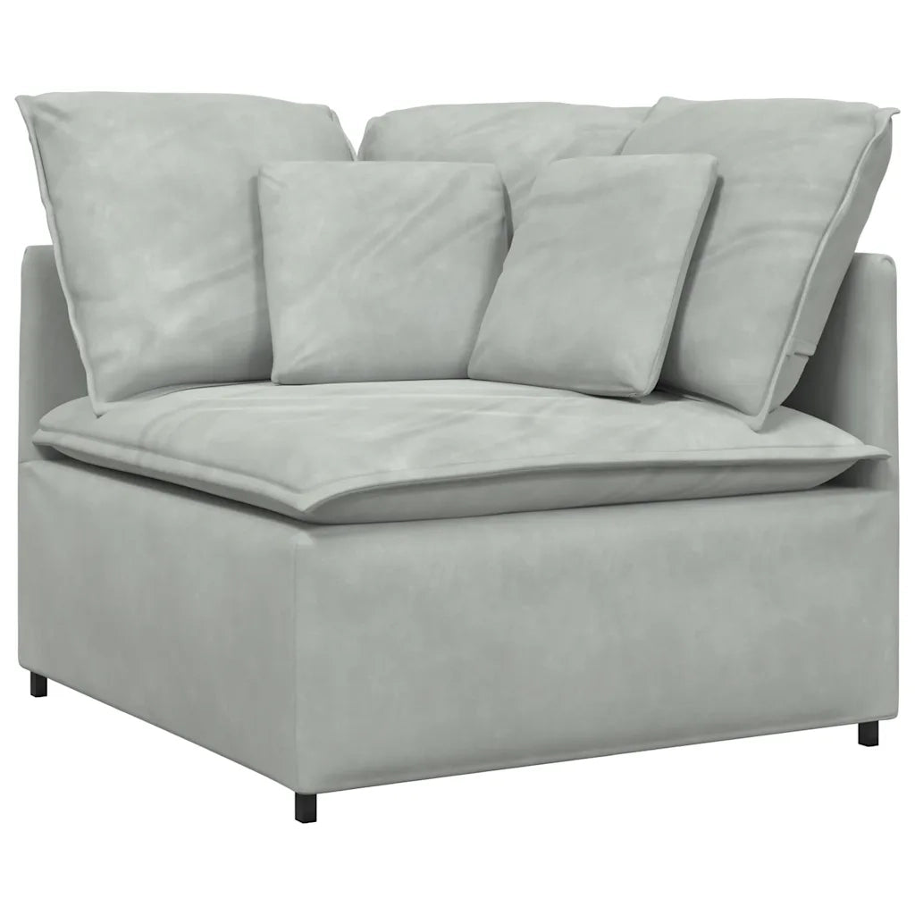Divano Modulare con Cuscini in Velluto Grigio Chiaro 3321328
