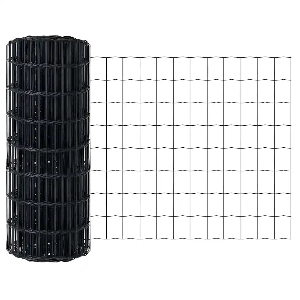 Recinzione con Posto Grigio 0,4 x 25 m Acciaio e PVC 3350671