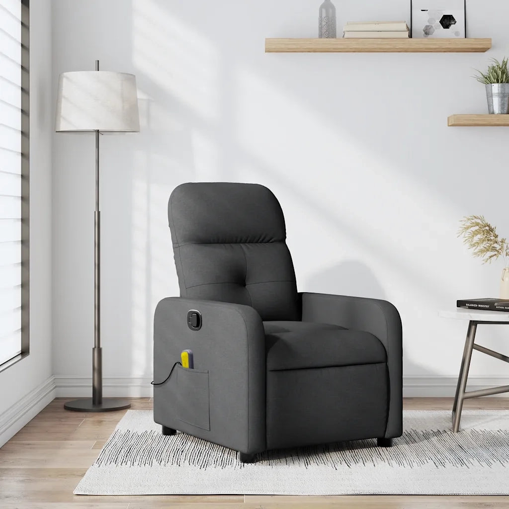 Poltrona Massaggiante | Sedia Relax Reclinabile Grigio Scuro in Tessuto