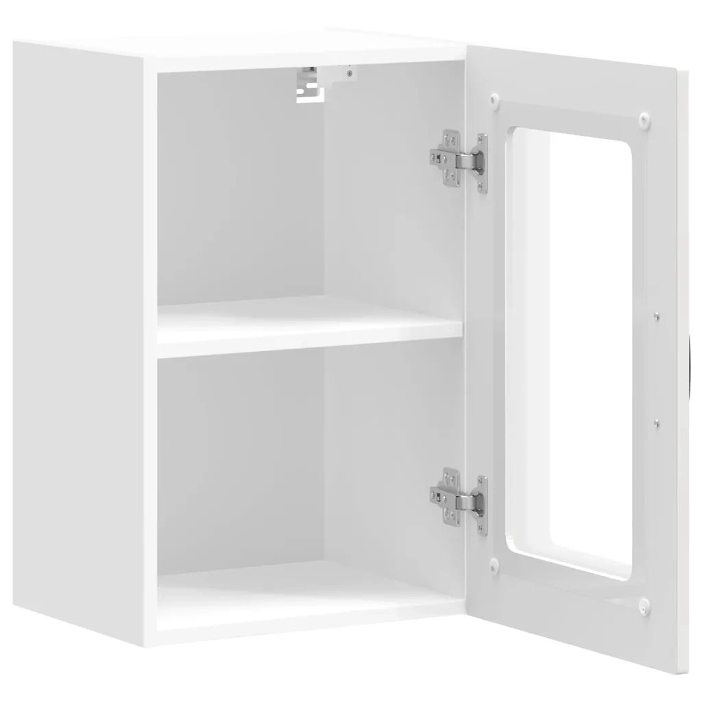 Pensile da Cucina con Porta in Vetro-Mobile Cucina da Parete Kalmar Bianco Lucido 312680