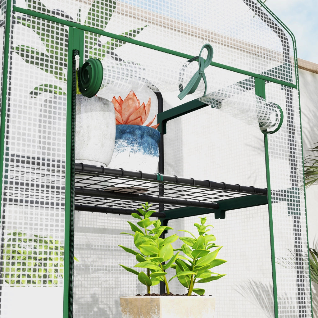 Serra da Giardino Mini per Fiori e Ortaggi ¨C Xylo ¨C Acciaio e Plastica 69x49x193 cm Bianco