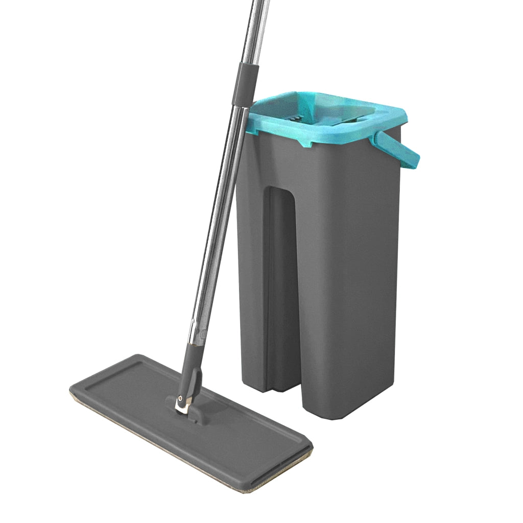 Panno extra piatto con secchio strizzatore 4 Panni riutilizzabili in microfibra blu