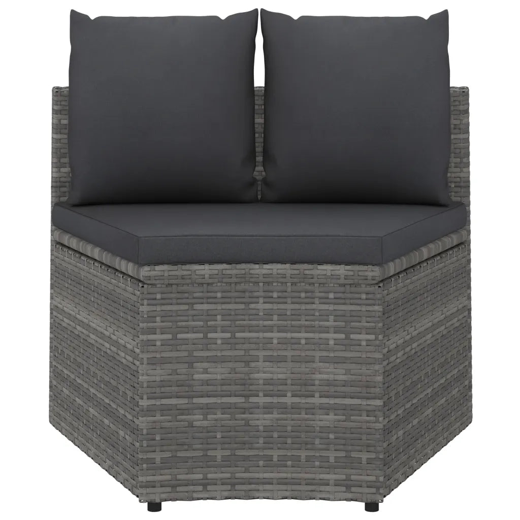 Set Divani da Giardino 4 pz con Cuscini in Polyrattan Grigio