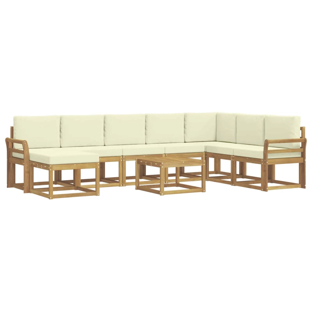 Set di divani da esterno con cuscino 9 pcs Bianco e Crema 3388084