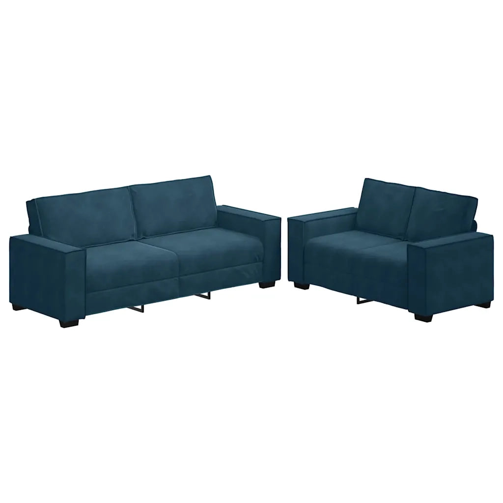 Set di Divani 2 pz con Cuscini Blu in Velluto 3324709