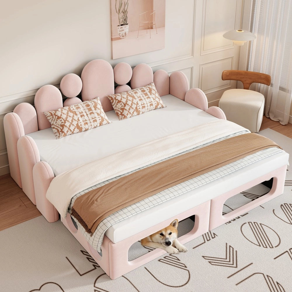 Letto divano imbottito per animali domestici - Zephmum - 180x200 cm - Rosa - 2 in 1, velluto morbido, rete e schienale