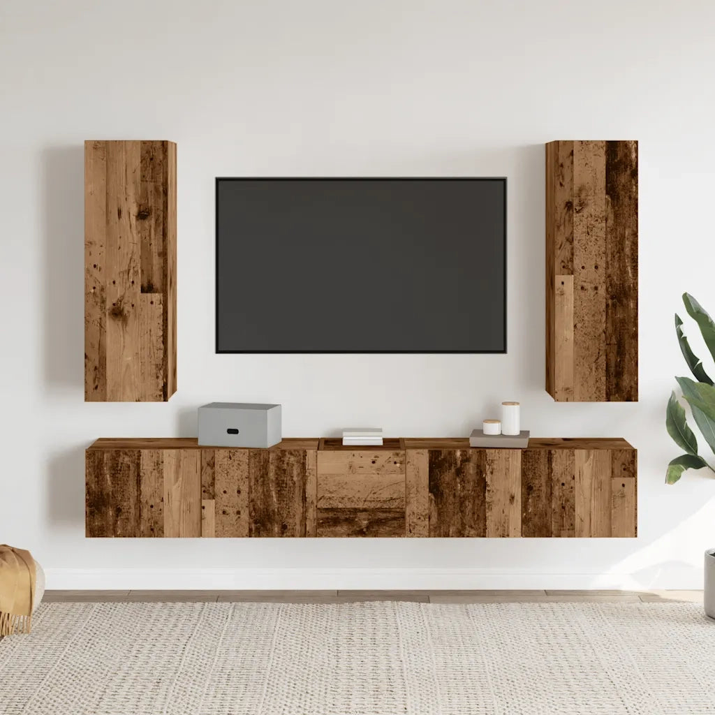 Mobili TV a Parete 5 pz Legno Antico in Legno Multistrato 3328959