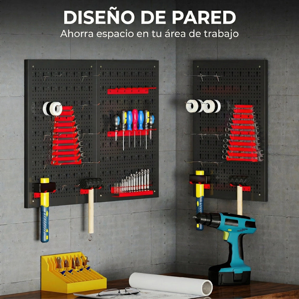 Pannello per Attrezzi 3 Panelli ¨C zephmum ¨C Nero e Rosso 60x40 cm