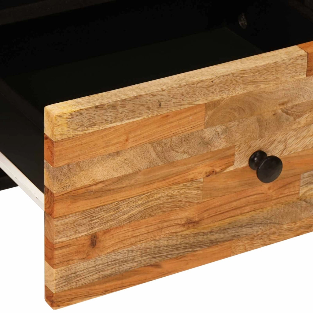 Pratico mobile porta TV rettangolare con cassetto e ripiano 100 x 33 x 46 cm in legno massello di mango marrone 02_0057816