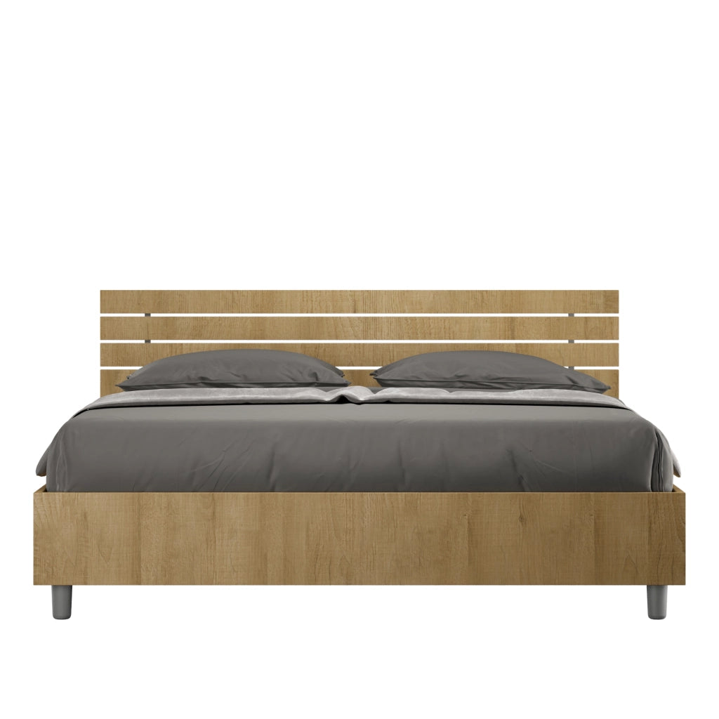 BS COM Letto matrimoniale contenitore 160x200 testata dritta con doghe quercia