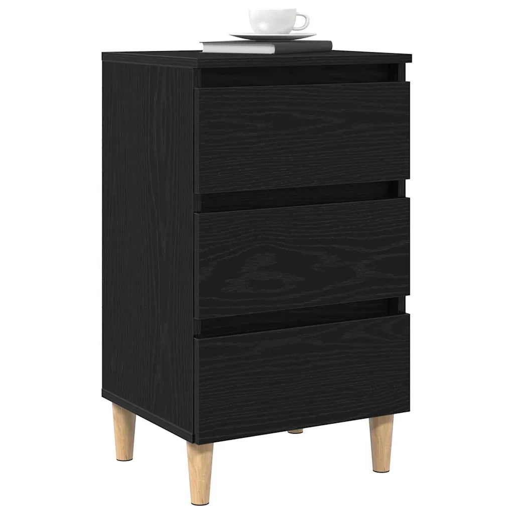 Comodino | Armadio da Notte | Mobiletto da notte Rovere Nero 40 x 35 x 69 cm Legno multistrato