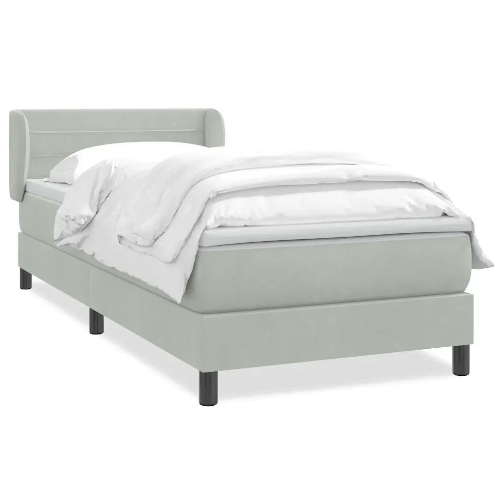 Giroletto a Molle con Materasso Grigio Chiaro 80x210 cm Velluto 3317589