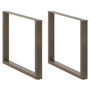 Set di 3 gambe per tavolo da pranzo a forma di U 100 x 72-73 cm con piedini regolabili stile moderno acciaio naturale 02_0057455