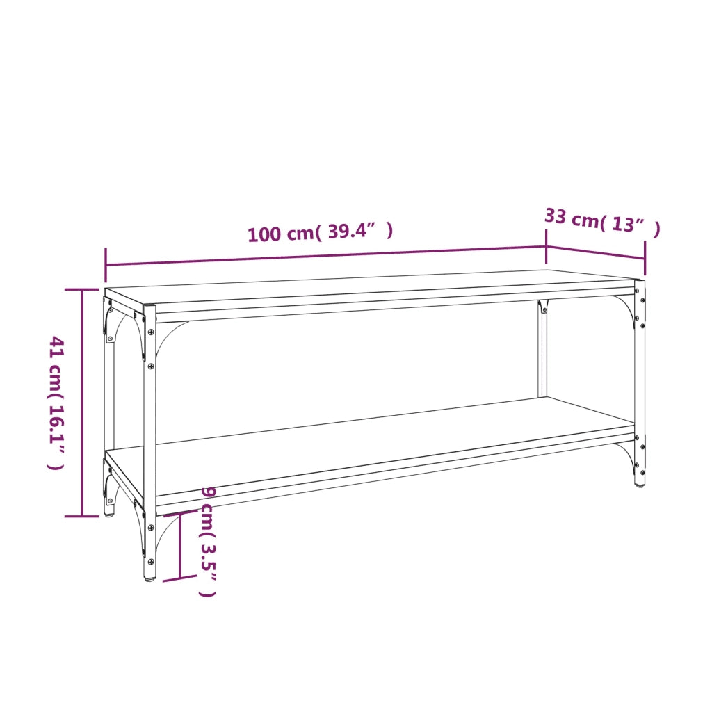 Mobile TV | Armadietto TV | Mobile Porta TV Rovere Fumo 100x33x41 cm Legno Multistrato e Acciaio