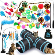 Set di Giocattoli Interattivi per Gatti - 39 pezzi con Tunnelli - Palline - Giochi di Riflessione - Toppe per Gatti