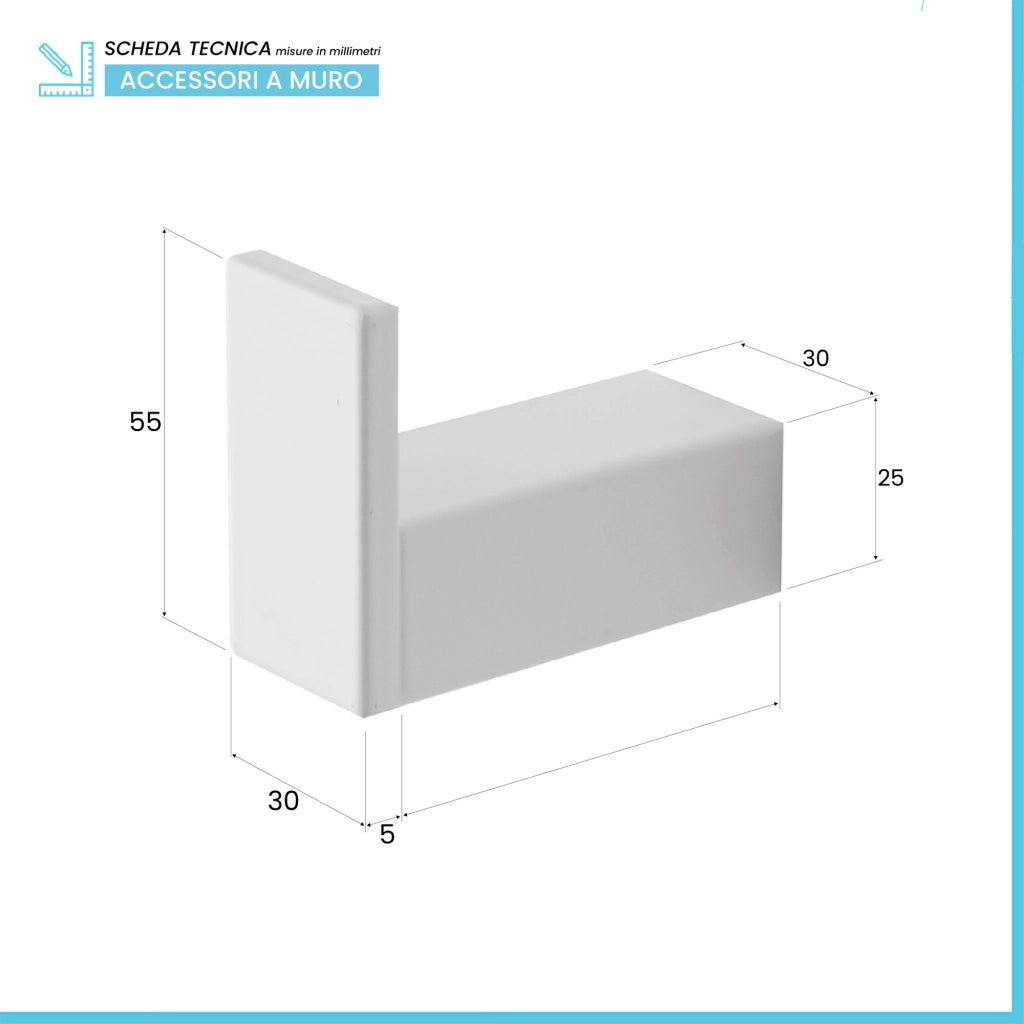 Set accessori bagno da muro 4 pezzi in alluminio bianco Sky