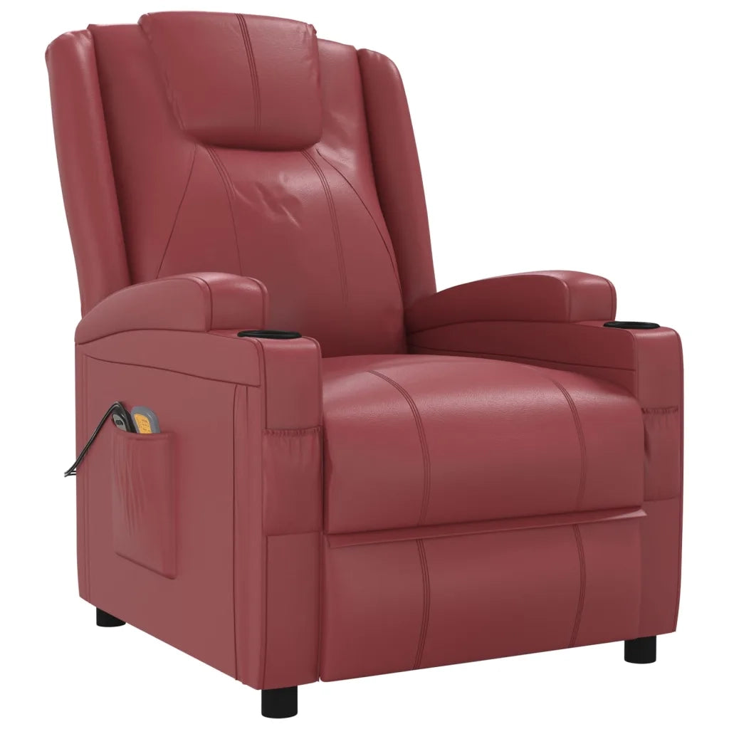 Poltrona Massaggio Elettrica Rosso Vino Similpelle 3073799