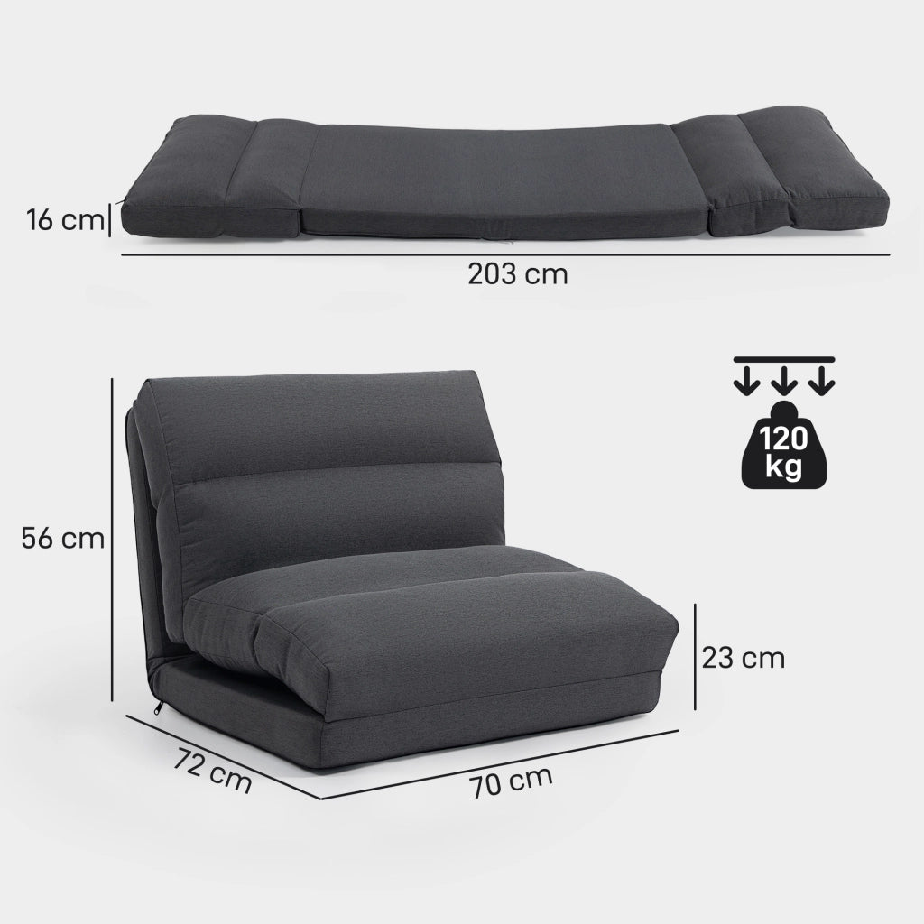 Letto a sacco reclinabile pieghevole ¨C Minimal ¨C grigio scuro 70x72x56 cm