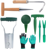 Kit di attrezzi per piante, attrezzi per piante con starter per terra, perforatore, strumento per rimuovere erbacce, strumento per rimuovere semi, macchina per piante e semi, guanti per giardinaggio, per seminare e rimpiazzare