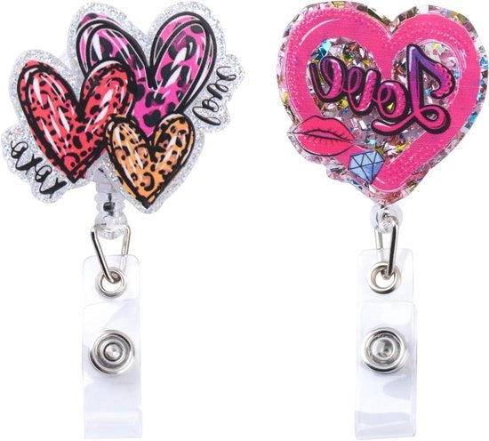 Badge intercambiabile 2 pezzi Luce rossa Amore Leucite Badge rotante con clip alligatore per accessorio medico - San Valentino