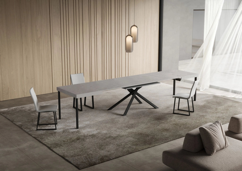 Tavolo allungabile 120/380x90 cm Niket cashmere gambe antracite