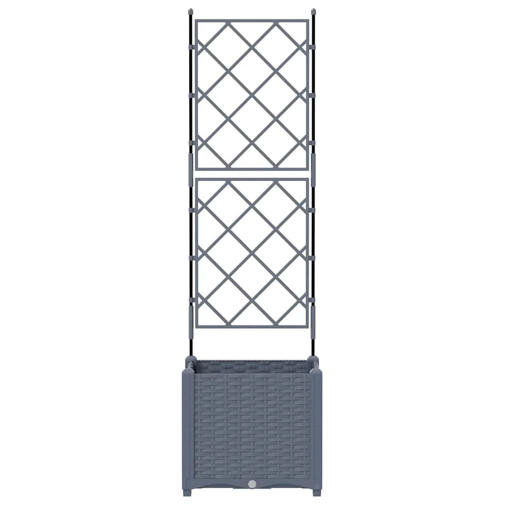 Moderna fioriera da giardino per esterni 40 x 40 x 143 cm resistente ed elegante realizzata in acciaio grigio chiaro 02_0058580