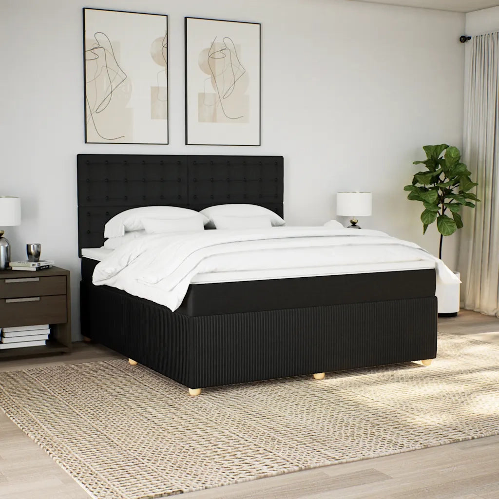 Giroletto a Molle con Materasso Nero 180x200 cm in Tessuto