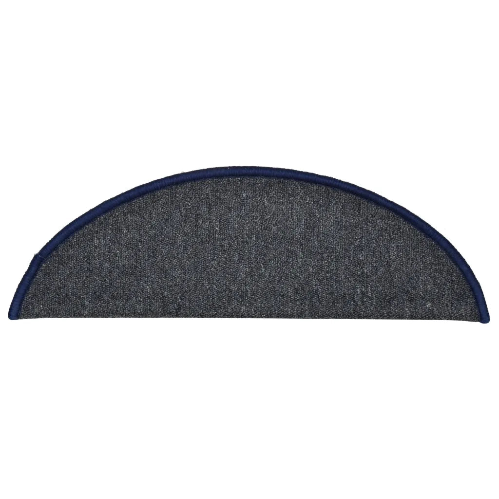 Tappetini per scale 15 pz 56x17x3 cm Grigio scuro e blu semicircolari 322364