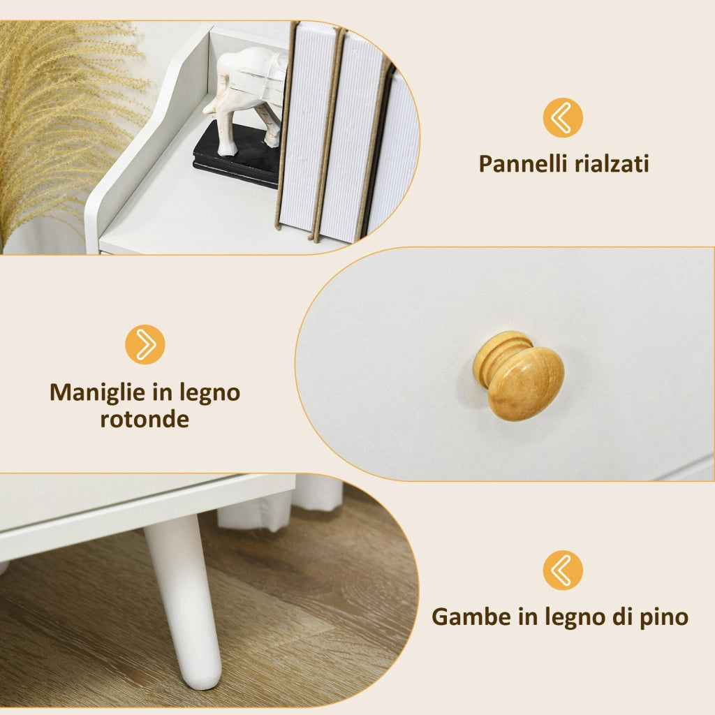 Credenza Moderna con 3 Cassetti e 2 Ante ¨C Minimal ¨C Bianco 90x32x80 cm