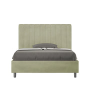BS COM Letto una piazza e mezza con rete imbottito 120x200 microfibra tè verde