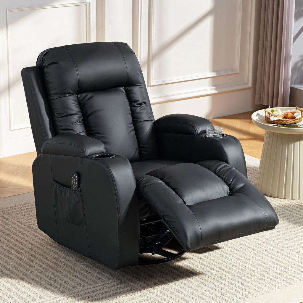 Poltrona Relax Massaggiante Elettrica con Riscaldamento ¨C Xylo ¨C Reclinabile Girevole 360¡ã Nero