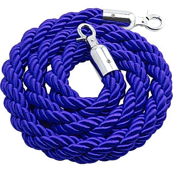 Cordone intrecciato 2mt con moschettoni silver vari colori - blu