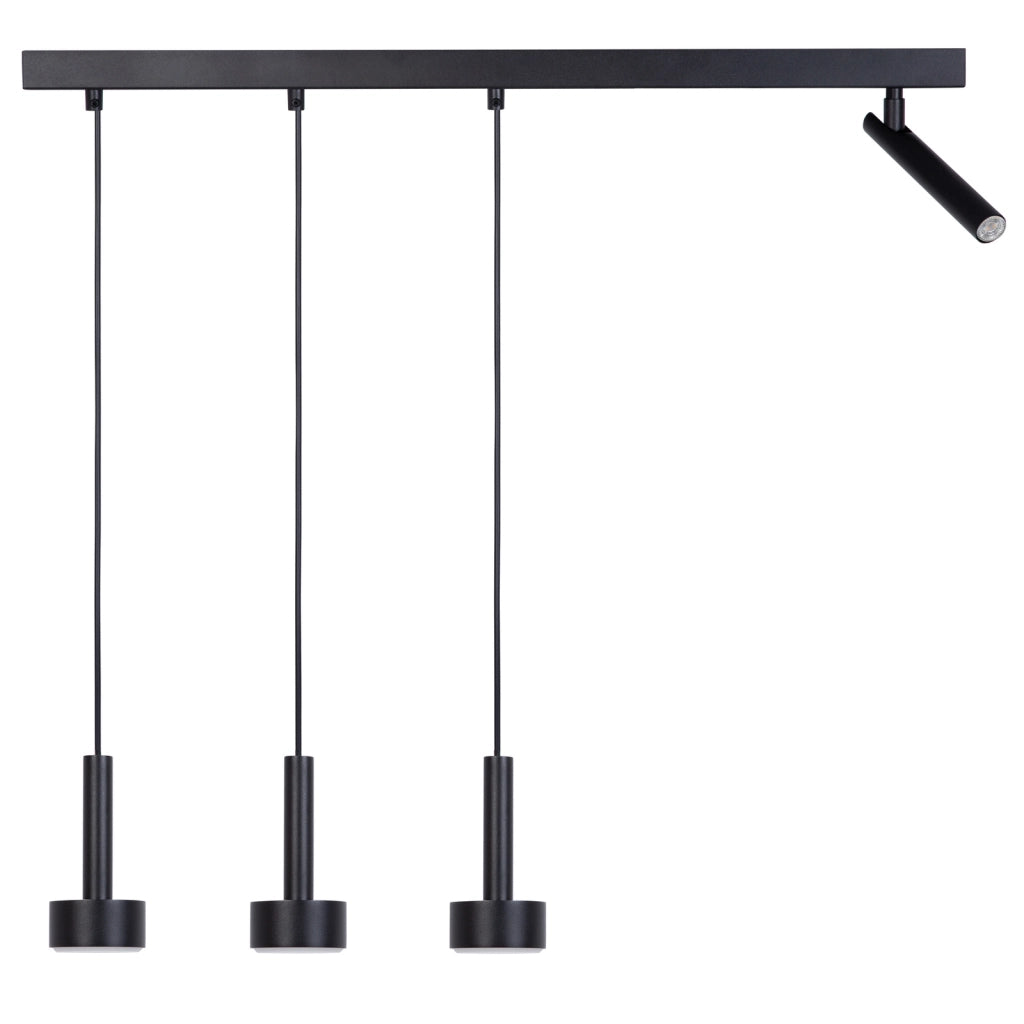 Lampada sospensione nera barra, spot orientabile, STAMP Sigma
