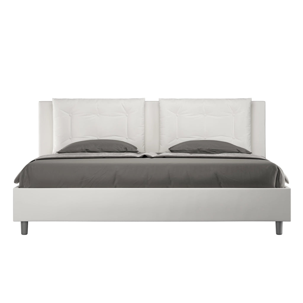 BS COM Letto con rete imbottito 180x200 similpelle bianco