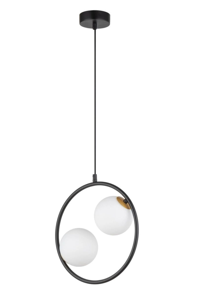 Lampada a sospensione Aqua nera 2 sfere vetro G9 Sigma