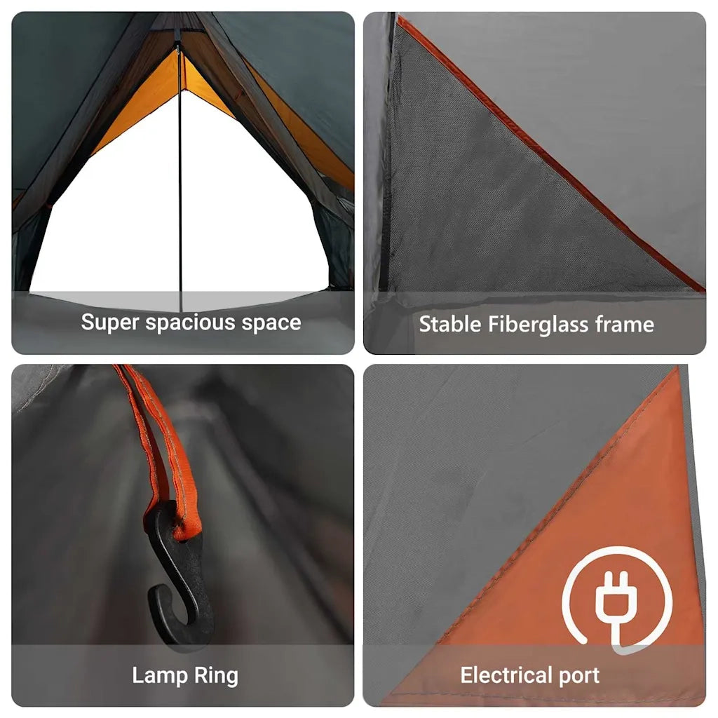 Tenda Familiare con tetto Grigio e arancione 220 x 220 x 184 cm 4100675