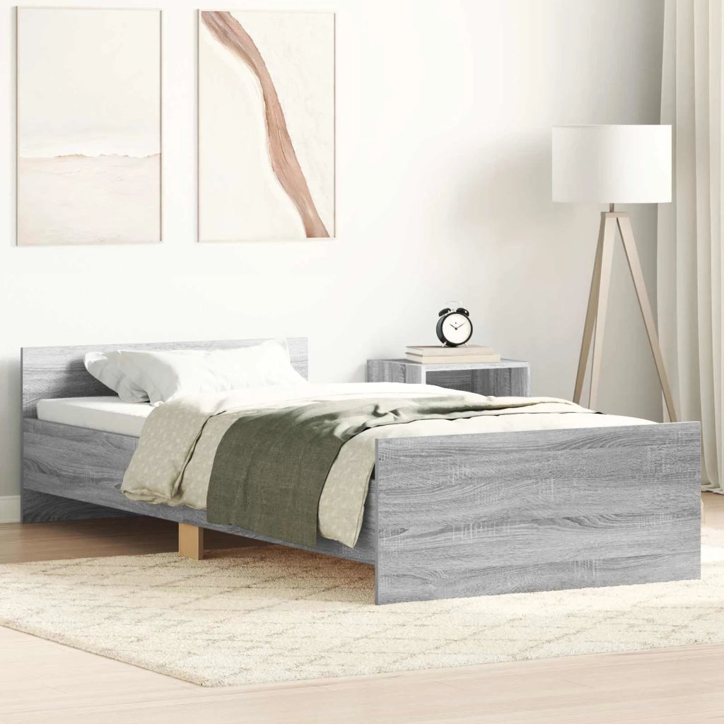 Struttura letto con testata-Giroletto Sonoma grigio 80 x 200 cm 833188
