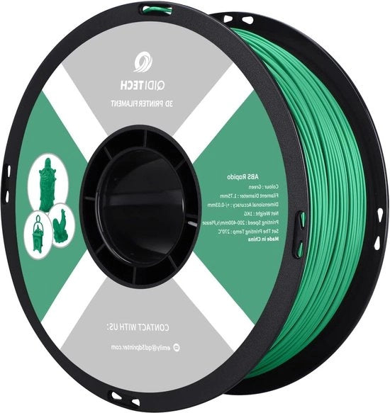 Filamento per Stampante 3D 1,75mm ABS 1kg Spola Verde Alta Velocità di Stampaggio - Resistente - Compatibile con la maggior parte dei Stampanti FDM