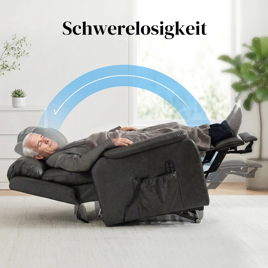 Poltrona Relax Alzapersona Elettrica ¨C Xylo ¨C Doppio Motore Reclinabile Similpelle Nera