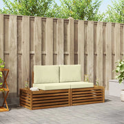 Set di divani da esterno-Sofa da giardino con cuscino 2 Pezzo Naturale e Crema