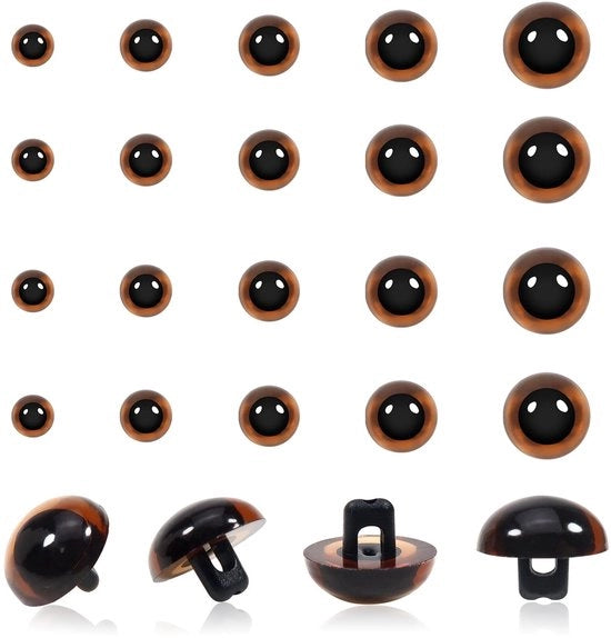 Occhi per Amigurumi 50 Stuks - Materiale Kunststof - Dimensioni 9/10/12/13,5/15 mm - Per Amigurumi/Poppe - Solido e Sicuro - Facile da Ricamare - Occhi per Poppe