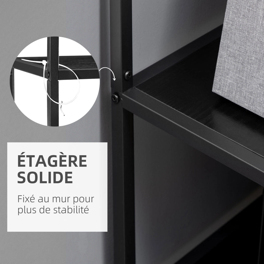 Libreria scaffale 7 livelli in metallo stile industriale ¨C Minimal ¨C 83x34x180 cm nero