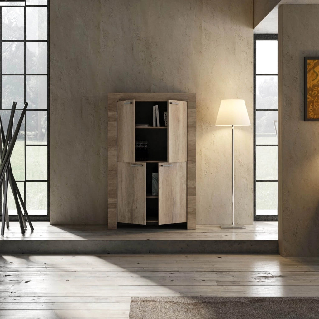 Credenza Mobile Soggiorno 2 Ante in Melaminico 102x43x158cm TFT Sax Rovere