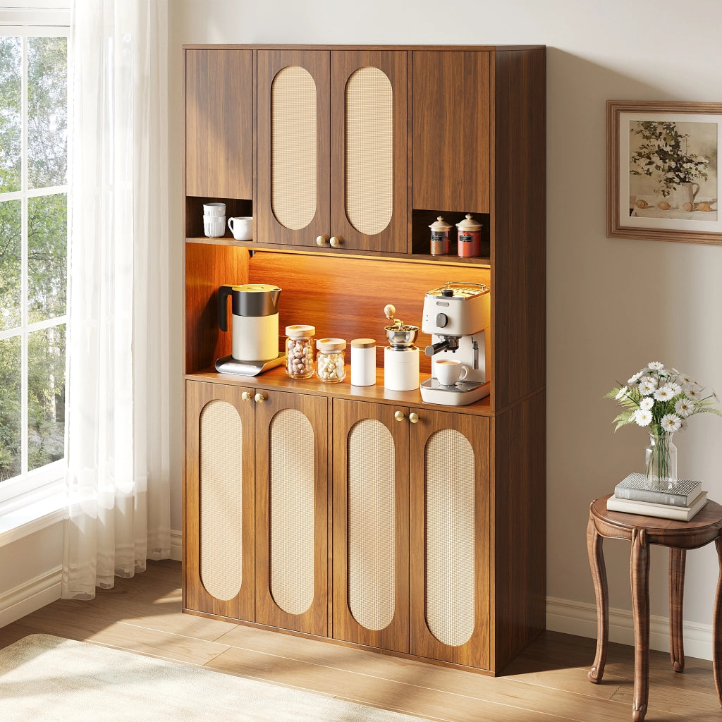 ARMADIO Alto 106x40x178 cm MDF Naturale con LED regolabile